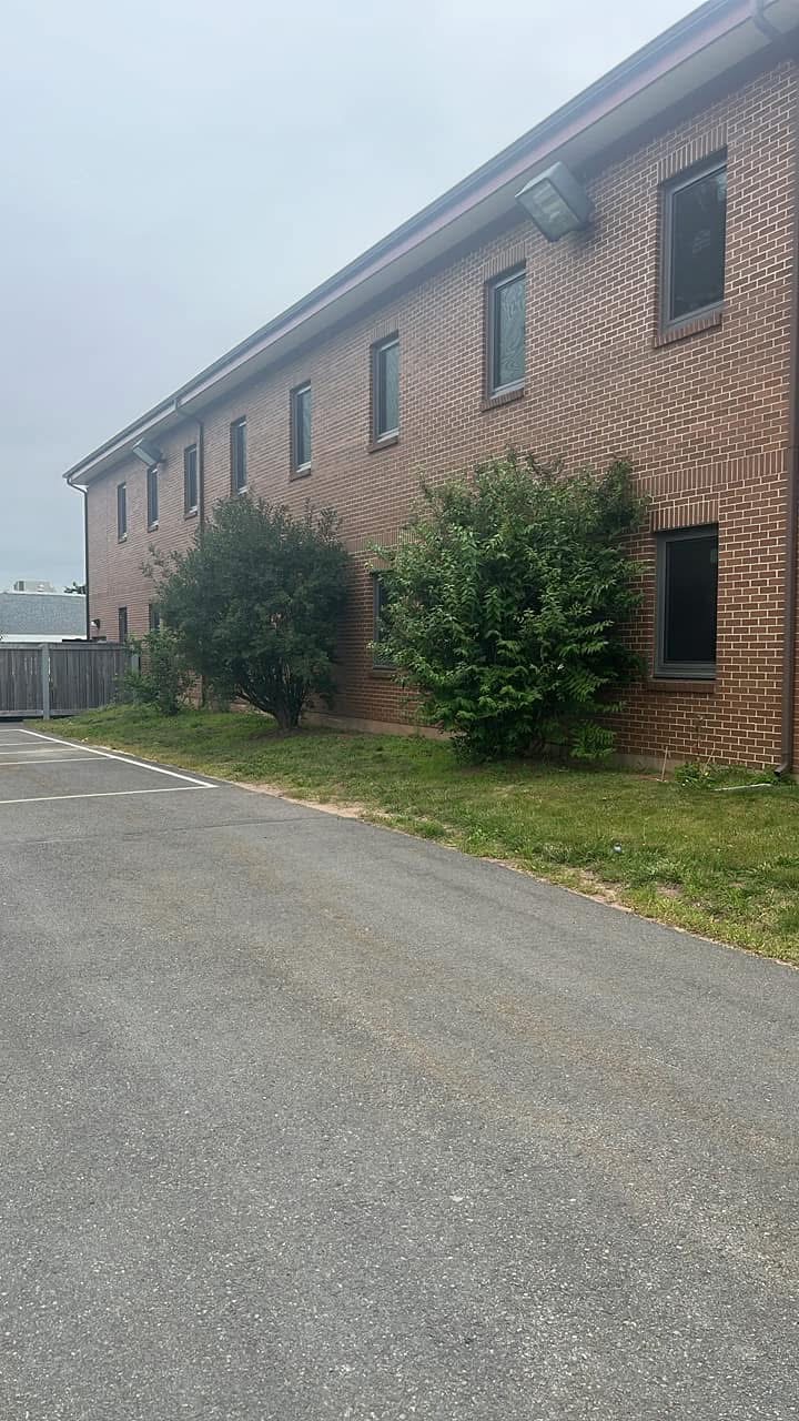 Brick commercial building with newly installed windows